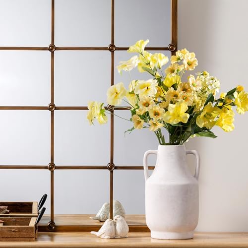 Mitt&Ditt Ceramic Flower Vase with Handles, 11 inch Tall Off-White Vase, Large Decorative Terracotta Vases, Farmhouse Rustic Pottery Vases for Home Decor, Living Room, Table - Image 5