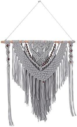Deco 79 Cotton Macrame Wall Decor with Beaded Tassels, 36" x 1" x 46", Gray - Image 6