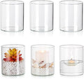 Glasseam Hurricane Glass Candle Holder 6Pcs Cylinder Vases for Centerpiece by Glasseam