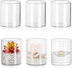 Glasseam Hurricane Glass Candle Holder 6Pcs Cylinder Vases for Centerpiece by Glasseam