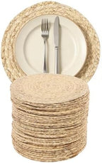11.81" Round Woven Placemats Set of 40, Heat Resistant Plate Chargers Bulk by CeRaBuRET