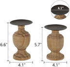 NIKKY HOME Farmhouse Wooden Pillar Candle Holders Set of 2, Mantel Decor - Image 4