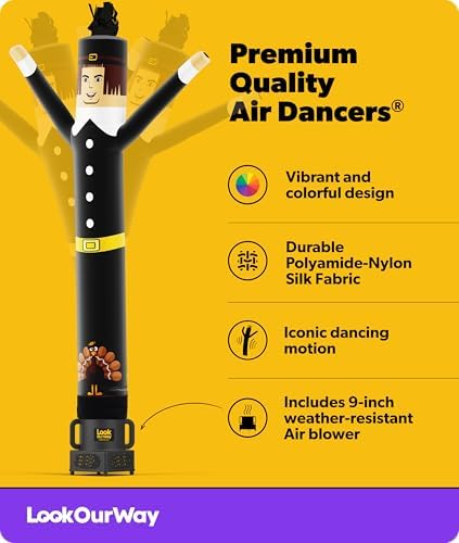 LookOurWay Air Dancers Inflatable Tube Man Set - 7ft Tall Wacky Waving Inflatable Dancing Tube Guy with Air Dancer Blower - Thanksgiving Theme - Pilgrim - Image 2