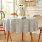 Zobesta Linen Round Tablecloth 70 in Round Fabric Table Cover Grey - Image 2
