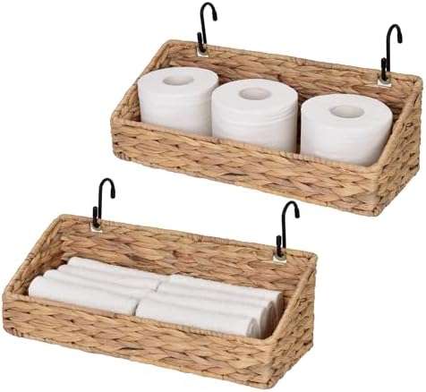 StorageWorks Woven Wall Baskets for Storage, Hanging Basket with Hooks by StorageWorks