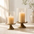 Hurricane Glass Candle Holders Set of 2, Weighted Base for Pillar Candles by Unknown