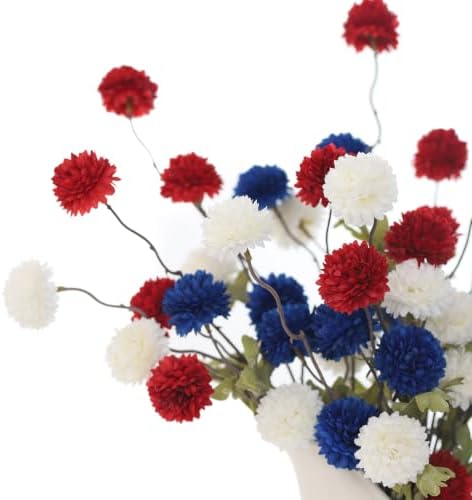 DuHouse 9pcs Artificial Flowers Faux Silk Pompon Mum Chrysanthemum Ball - Image 4