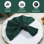 Hemstitch Cloth Dinner Napkins Cotton Set of 12 - Soft Durable Washable - Ideal for Farmhouse Parties Wedding Christmas - Perfect Everyday Use Table Cloth Napkins 18x18 Christmas Green - Image 3