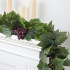 Artificial Grape Leaf Garland Vine Plant, 13 ft, Dark Green by Glitinsel
