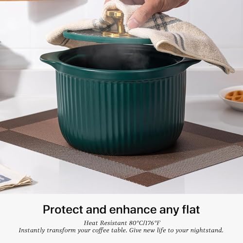 LEXMORE PlaceMats Set of 12 Vinyl/Plastic Woven Place Mats for Kitchen Table Indoor/Outdoor Washable PlaceMat Wipeable Dining Table Mats(Brown Cube) - Image 5