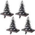 JUSTOTRY Christmas Stocking Holders for Mantle Set of 4 Snow Brown Vintage Xmas Tree with Non-Skid Stockings Holders for Fireplace Home Decor Holiday Gifts Christmas Decorations Indoor Supplies by JUSTOTRY