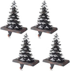JUSTOTRY Christmas Stocking Holders for Mantle Set of 4 Snow Brown Vintage Xmas Tree with Non-Skid Stockings Holders for Fireplace Home Decor Holiday Gifts Christmas Decorations Indoor Supplies by JUSTOTRY