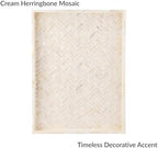 PEMAR Handmade Capiz Shell Decorative Serving Tray – Mother of Pearl Finish Herringbone Mosaic Rectangular Tray with Handles, 15.74 x 11.8 x 2 in, for Coffee Table & Home Decor - Image 5