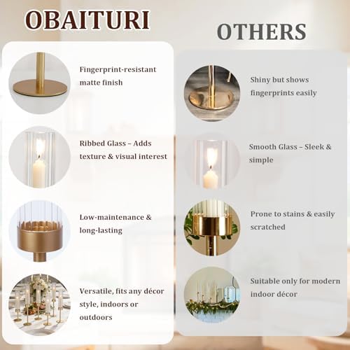 Gold Candlestick Holders Set of 6 Gold Taper Candle Holders for Candlesticks Hurricane Glass Candle Holder Bulk Tall Candle Stick Holder Decor for Fireplace Mantel Thanksgiving Christmas Wedding Table - Image 5