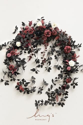 Ling's moment Black Artificial Flower Garland Wedding Arch 9 FT - Image 5