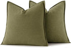 MIULEE Decorative Linen Euro Sham Pillow Covers 26x26 Inch Green - Image 6