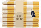 LFH Home Buffalo Check Cloth Dinner Napkins Set of 12, Cotton Napkins, 100% Cotton Checkered Wedding Christmas New Year Dinner Napkins with Mitered Corners and Generous Hem - 18 x 18 Mustard White by LFHHomePrivateLimited