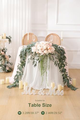 7.5FT Babypink Wedding Arch Flowers Garland, Rose &Eucalyptus, Artificial Spring Floral for Backdrop Mantle Decoration,Ceremony Party Sweetheart Head Table Reception Decor - Image 2