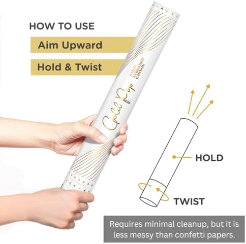 JAPJA Streamer Confetti Cannons, Metallic Gold, 16in, 6-Pack - Image 3