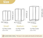 Nuptio Glass Hurricane Candle Holder for Pillar Candles 3 Pcs Black Metal Candle Holders Large Rectangular Candleholder Vase Centerpieces Decoration for Halloween Christmas Party 9.5 & 8.1 & 6.5 inch - Image 3