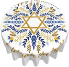 Happy Hanukkah Jewish Chanukah Holiday Tablecloths Round Tablecloth Waterproof Table Cloth Stain-Resistant for Party Decoration 60 Inches - Image 3
