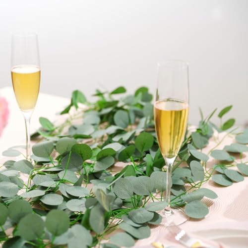 CQURE 72 Pack 504Ft Eucalyptus Garland,Artificial Eucalyptus Leaves Table Greenery Garland Wreath Vines for Wedding Party Table Fireplace Bedroom Wall Room Decor - Image 5