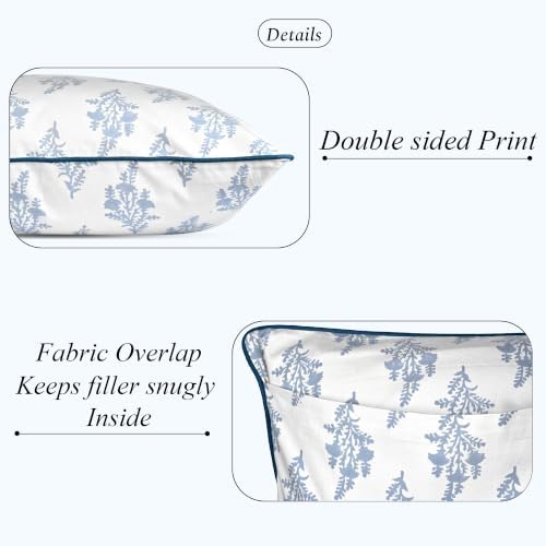 Ridhi Costal Blue Hand Block Print Cotton Pillow Cover 20x20 Inch Set of 2 - Image 3