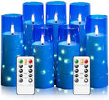 Flameless Candles,with Embedded Star String, Battery Operated Candles Flickering LED Pillar Candles with Remote Control and Timer, Home Decoration Add a Warm and Romantic Atmosphere，Set of 7 (Blue) by sasigeiaa