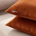 MIULEE Fall Decorative Rust Velvet Euro Sham Throw Pillow Covers 24x24 Inch - Image 3