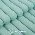 decorUhome Fall Faux Fur Throw Pillow Covers 26x26 Set of 2 Aqua - Image 2