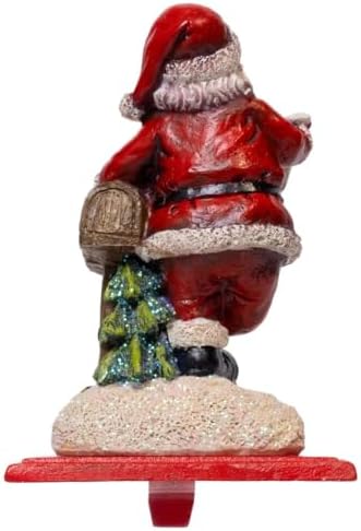 Kurt Adler Santa with Mailbox Stocking Holder, 6.5 Inch Resin Christmas Mantel Stocking Hanger - Image 3