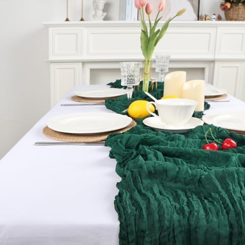 12 Pack Emerald Green Cheesecloth Table Runner 23 x 120 Inch 10Ft - Image 5