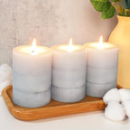 Gray Pillar Candles Cozy Cotton Scented Set of 3 Mottled 3 Layers Hand-Poured Classic Emergency Candle Aromatherapy Candles for Weddings, Home Decorations, Spa, Restaurant 3"X4" - Image 6