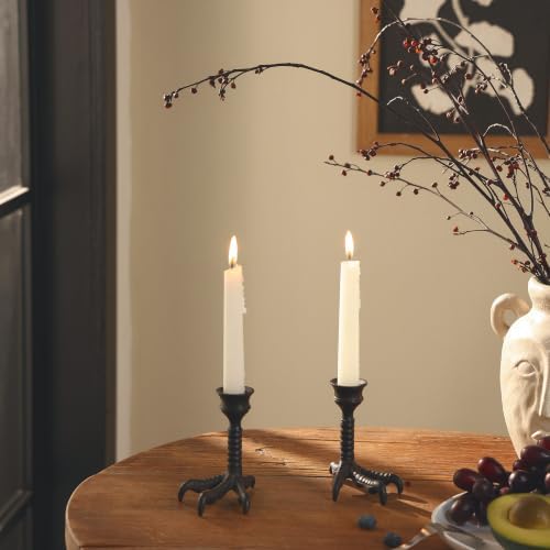 NIKKY HOME Gothic Clawfoot Taper Candle Holders Set of 2, Halloween Decor - Image 3