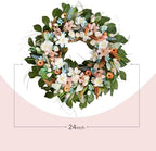 24 Inches Spring Wreaths for Front Door Spring Door Wreath Summer Floral Wreath with Wildflower for Wall Porch Indoors Outdoor Window Home Farmhouse Decorations - Image 3