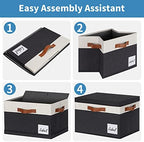 GhvyenntteS Large Storage Bins with Lids (3 Pack), Storage Baskets with Lid and Label Window, Foldable Fabric Storage Boxes with 3 Handles for Home Office College Dorms (Black, 15" x 11" x 9.7") - Image 5