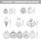 34PCS Silver/White Christmas Ball Ornaments Set for Tree Decor - Image 2