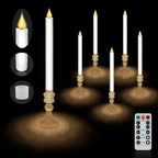 Flameless Taper Candles with Illuminated Glass Candle Holder, Remote Timer 2AA Battery Operated for Thanksgiving/Xmas Decor, Wedding Centerpiece (White, 6 Pack) by MISSTIME