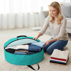 30 Inch Round Storage Bag 1 Pack,Water Green Watercolor Waterproof Wreath Storage Container with Handles&Zipper Solid Color Closet Organizer Bags Garland Box - Image 3