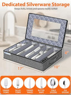 punemi Hard Shell Silverware Storage Box, Flatware Organizer, 2 Pack, Gray - Image 3