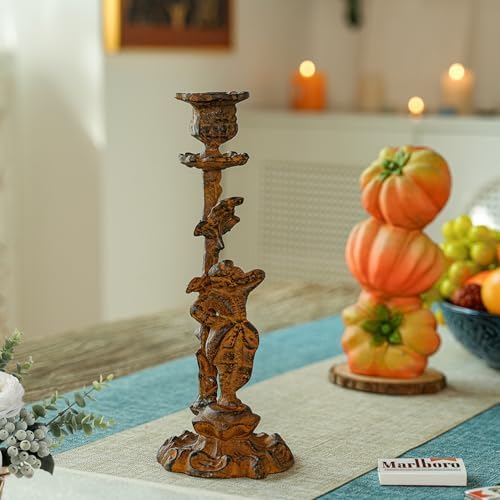 Sungmor Vintage Cast Iron Candle Holder, 10.2in White Duke Figurine Design - Image 6