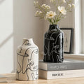 Kimdio Ceramic Vase Set, 2pcs Black and White Abstract Irregular Design Flower Vases, Modern Home Decor Living Room Decor Minimalist Decorative Vase for Pampas Grass by Kimdio