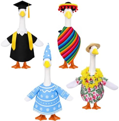 4 Pack Porch Goose Outfits, Seasonal Clothes for 23 Inch Goose Statue by LKMXD