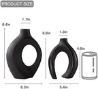 Liotww Black Ceramic Home Decor Vases Shaped Hollow Set of 2 - Image 2