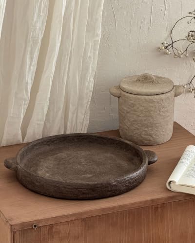 Tuscan Decorative Tray, Rustic Brown Textured Tray, Wabi Sabi Vintage Country Home Decor - Image 3
