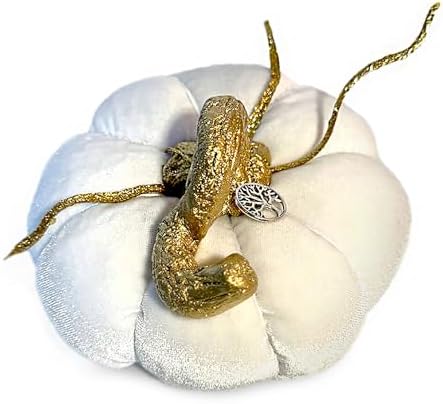 STP GOODS Handmade White & Gold Hanukkah Pumpkin with Tree Charm, Hanukkah Decor, Hanukkah Home Decor, Chanukah Jewish Ornaments, Hannukah Gifts for Home, Kitchen, Farmhouse, Home Decoration by STP-Goods