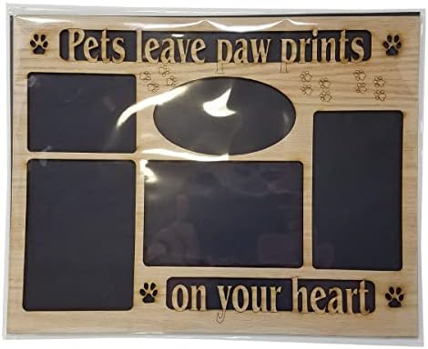 MEMORY MATS & WORD ART Wall Sign, Hand-Made Wooden Decoration Plaque for Home and Office- Real Wood - Made in The USA - 11 x 14 x 13 inches (Pets_leave_paw_prints_on_our_hearts) - Image 2