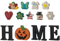 Glitzhome Interchangeable Home Table Signs with 13 Pcs Seasonal Icons, Wooden Changeable Home Sign for Holiday Decor, HOME Letter Sign Ornaments Set Interchangeable Holiday Decorative Shelf Blocks by Glitzhome