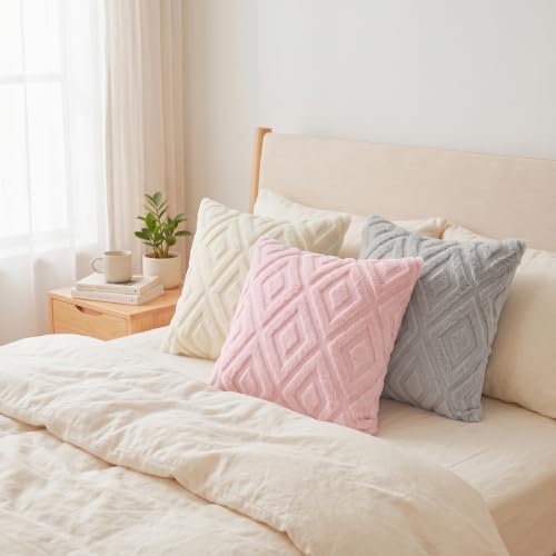 Pallene Fall Pink Faux Fur Throw Pillow Covers 24x24 Set of 2 - Image 4