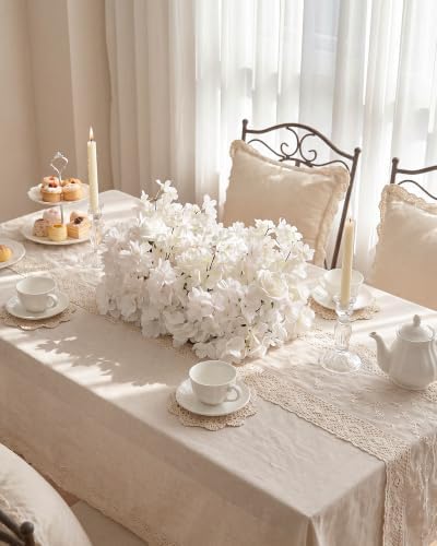 18inch Aisle Flower Garland Centerpieces, White Rose & Sakura Artificial Flowers for Wedding Arch, Backdrop, Reception Table Decor - Floral Runner for Ceremony Pathway & Bridal Suite - Image 2